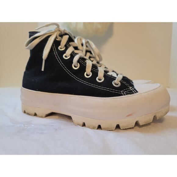 Converse Chuck Taylor All Star Lugged High Black White Platform Womens 6 Sneaker - Picture 4 of 11